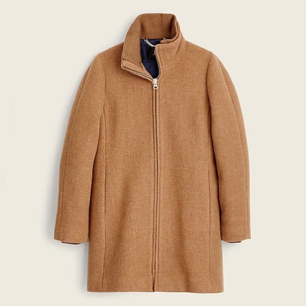 J. Crew Camel Lodge coat in Italian stadium-cloth wool
